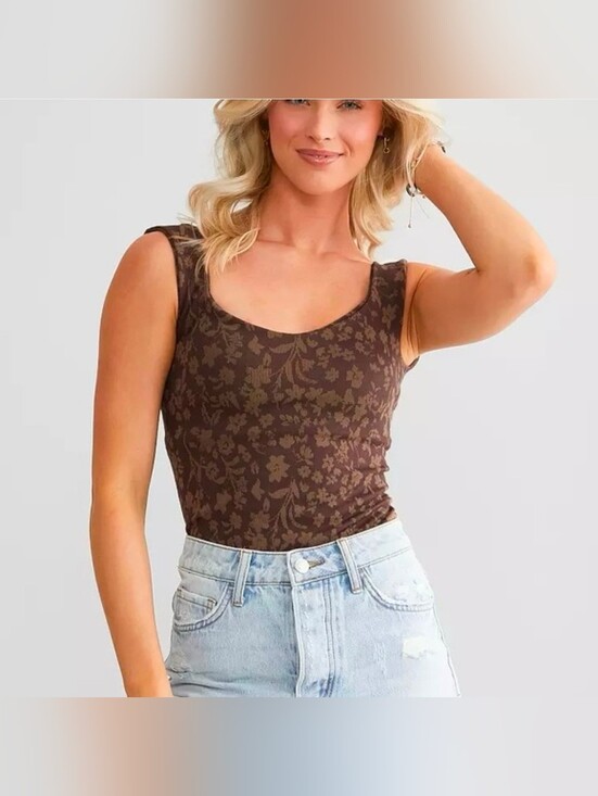 Free People Tops - Printed Clean Lines Bodysuit - Sleeveless
